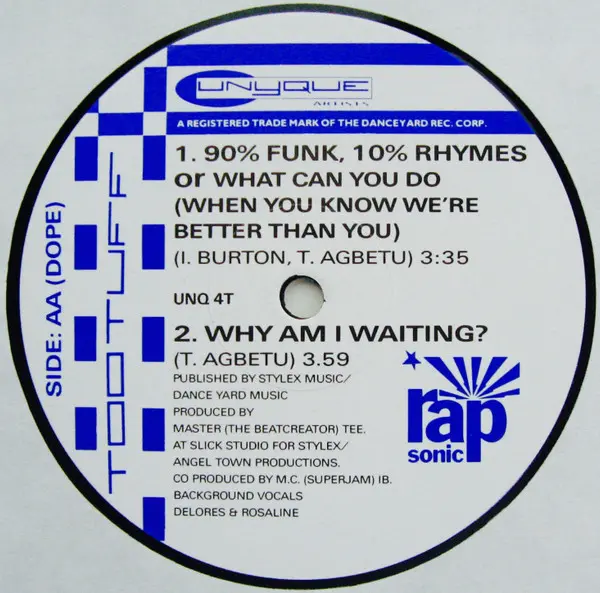 2 Tuff - Is This Hard Enuf?, Hip Hop, 1988 - Rap Sonic, Unyque Artists, UK, Vinyl 1x 12", 45 RPM