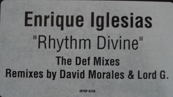 Enrique Iglesias - Rhythm Divine, Electronic, House, 1999 - Interscope Records, US, Vinyl 1x 12", 33 ⅓ RPM