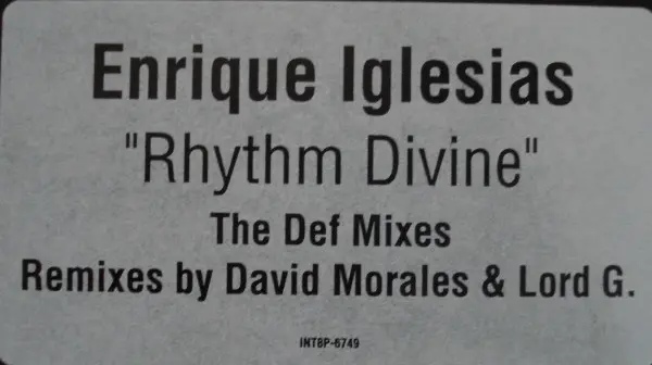 Enrique Iglesias - Rhythm Divine, Electronic, House, 1999 - Interscope Records, US, Vinyl 1x 12", 33 ⅓ RPM