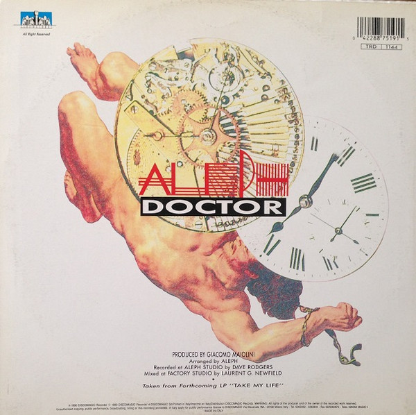 Aleph - Doctor, Electronic, Eurobeat, Hi NRG, 1990 - Time Records, Italy, Vinyl 1x 12", 45 RPM