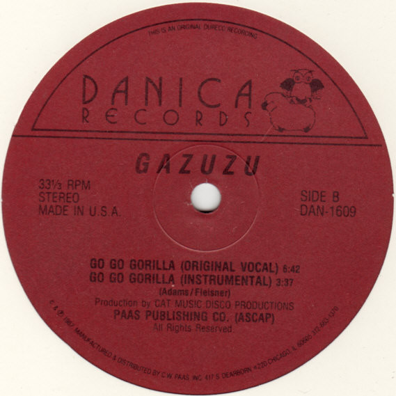 Gazuzu - Go Go Gorilla, Electronic, Euro-Disco, 1987 - Danica Records, US, Vinyl 1x 12", 33 ⅓ RPM