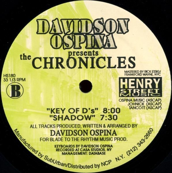 Davidson Ospina - The Chronicles, Electronic, Disco, House, 1996 - Henry Street Music, US, Vinyl 1x 12", 33 ⅓ RPM