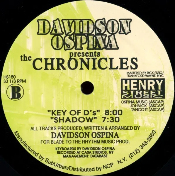 Davidson Ospina - The Chronicles, Electronic, Disco, House, 1996 - Henry Street Music, US, Vinyl 1x 12", 33 ⅓ RPM
