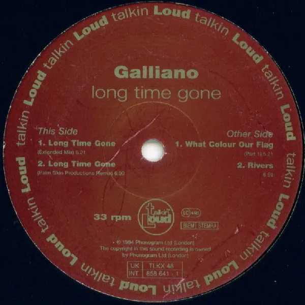 Album cover for Long Time Gone by Galliano
