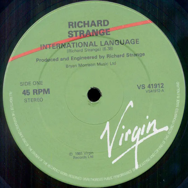 Richard Strange - International Language, Electronic, Rock, New Wave, 1981 - Virgin, UK, Vinyl 1x 12", 45 RPM