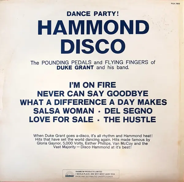 Album cover for Hammond Disco by Duke Grant