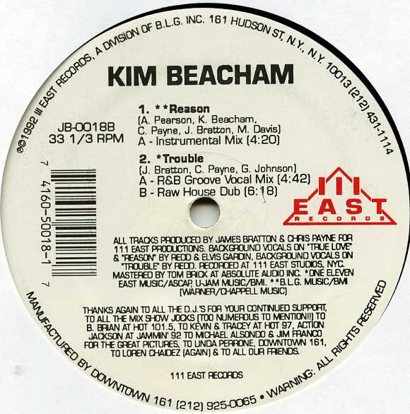 Kim Beacham - True Love / Reason / Trouble - 1992 - Garage House, House - 111 East Records - Vinyl 1x 12", 33 ⅓ RPM