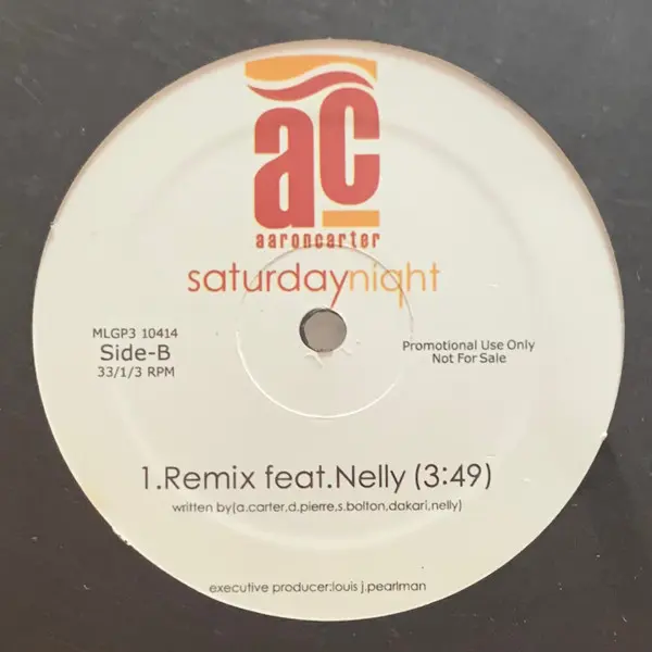 Aaron Carter - Saturday Night, Hip Hop, Pop, 2005 - Not On Label, Vinyl 1x 12", Single, Promo