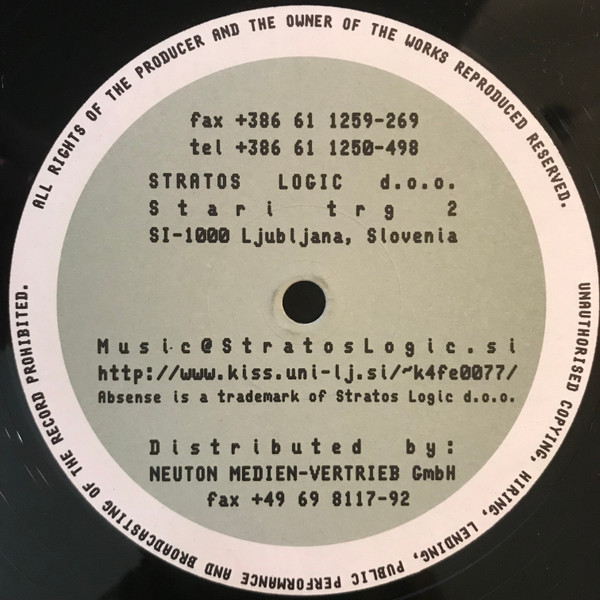 Tadpole - AB012, Electronic, Techno, 1997 - ABsense, Slovenia, Vinyl 1x 12", 45 RPM