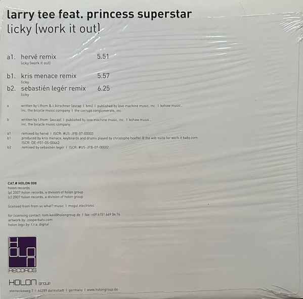 Album cover for Licky (Work It Out) by Larry Tee Feat. Princess Superstar