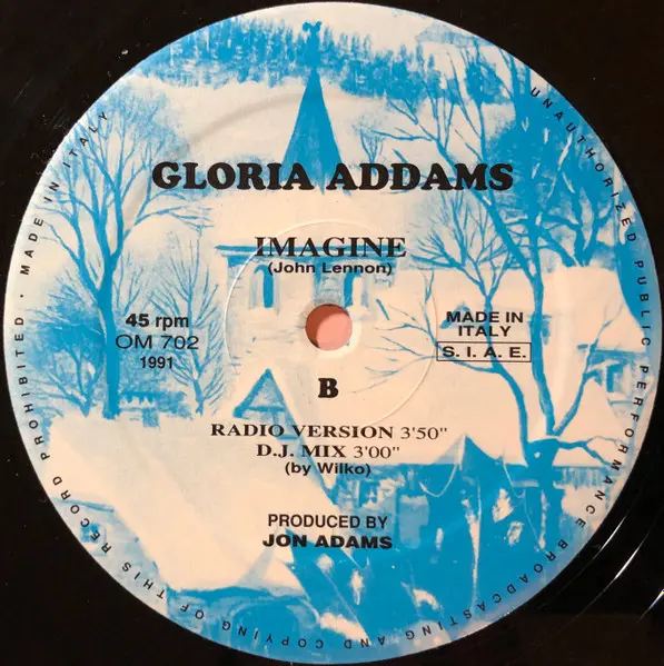 Gloria Addams - Imagine, Electronic, Downtempo, 1991 - Out Of Mind Records, Italy, Vinyl 1x 12", 45 RPM