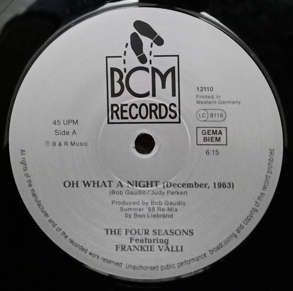 Four Seasons, The Featuring Frankie Valli - Oh What A Night (December, 1963) (1988 Remix By Ben Liebrand), Electronic, House,