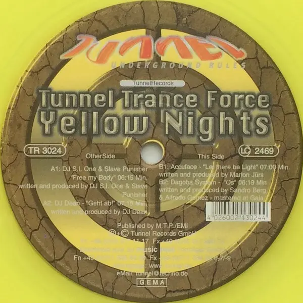 Various - Tunnel Trance Force - Yellow Nights, Electronic, Hard Trance, Trance, 1997 - Tunnel Records, Germany, Vinyl 1x 12",