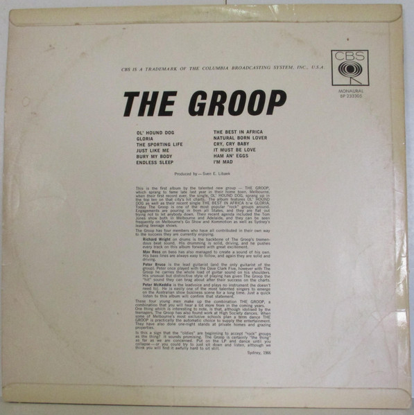 Groop (3), The - The Groop, Rock, Garage Rock, 1966 - CBS, Australia, Vinyl 1x LP, Album, Mono