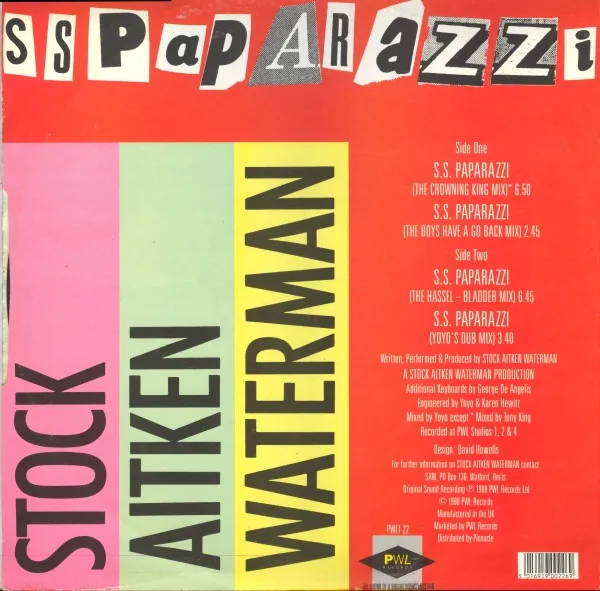 Album cover for S.S. Paparazzi by Stock, Aitken & Waterman