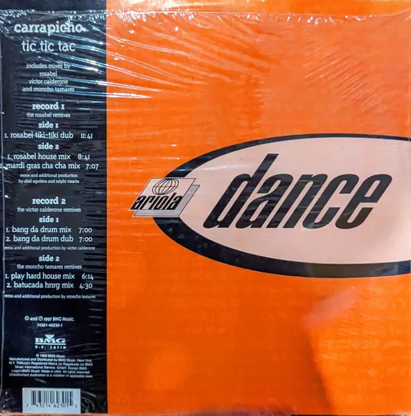 Carrapicho - Tic Tic Tac, Electronic, Latin, Hard House, House, Latin, 1996 - Ariola Dance, US, Vinyl 2x 12", 33 ⅓ RPM