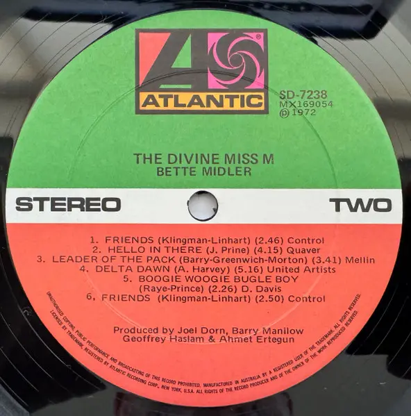Bette Midler - The Divine Miss M, Pop, Rock, Doo Wop, Pop Rock, Vocal, 1972 - Atlantic, Australia, Vinyl 1x LP, Album