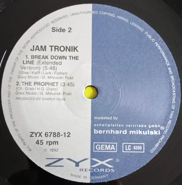 Jam Tronik - Stand By Me (Dance Mix), Electronic, Euro House, House, 1992 - ZYX Music, Germany, Vinyl 1x 12", 45 RPM