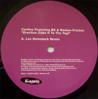Album cover for Erection (Take It To The Top) (Part 2 Mixes: Les Hemstock / Champion Burns) by Cortina Featuring BK & Madam Friction