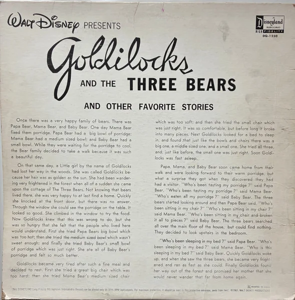 Album cover for Goldilocks And The Three Bears by Rica Moore