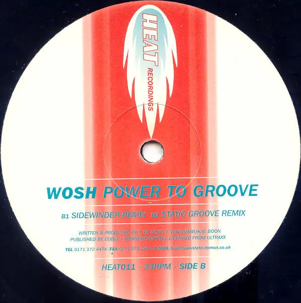 Wosh - Power To Groove, Electronic, Speed Garage, Trance, 1997 - Heat Recordings, UK, Vinyl 1x 12"