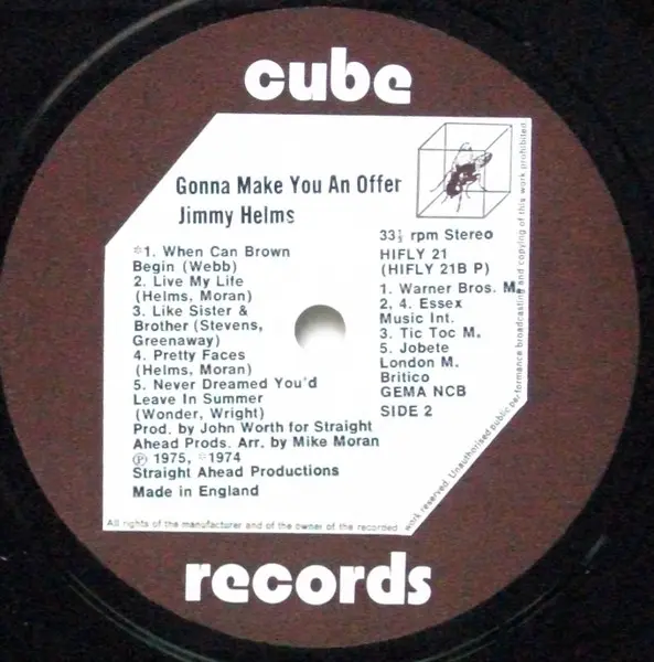Jimmy Helms - Gonna Make You An Offer!, Funk / Soul, Pop, Ballad, Funk, Soul, 1975 - Cube Records, UK, Vinyl 1x LP, Album