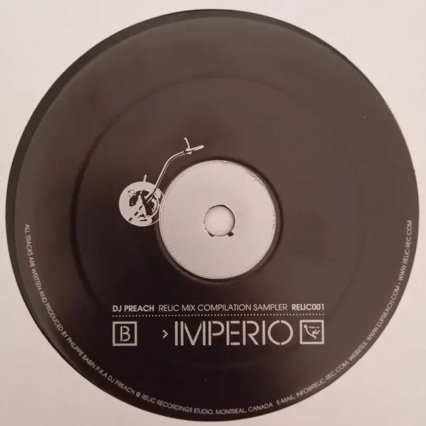 DJ Preach - Relic Mix Compilation Sampler, Electronic, Techno, 2005 - Relic Recordings, Czech Republic, Vinyl 1x 12", Sampler