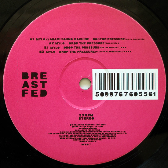 Mylo Vs Miami Sound Machine - Doctor Pressure, Electronic, Breakbeat, Electro, House, 2005 - Breastfed, UK, Vinyl 1x 12", 33 
