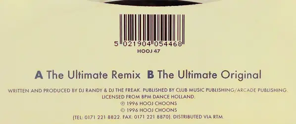 Antic - The Ultimate (Remix), Electronic, House, 1996 - Hooj Choons, UK, Vinyl 1x 12", 45 RPM