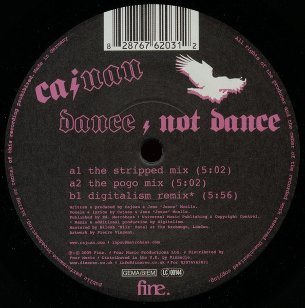 Cajuan - Dance, Not Dance, Electronic, Electro, House, 2006 - Fine., Europe, Vinyl 1x 12", 33 ⅓ RPM