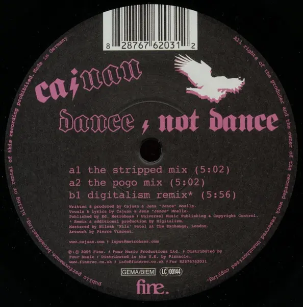 Cajuan - Dance, Not Dance, Electronic, Electro, House, 2006 - Fine., Europe, Vinyl 1x 12", 33 ⅓ RPM