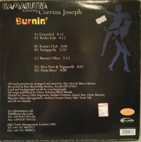Album cover for Burnin' by Kamasutra Featuring Corrina Joseph