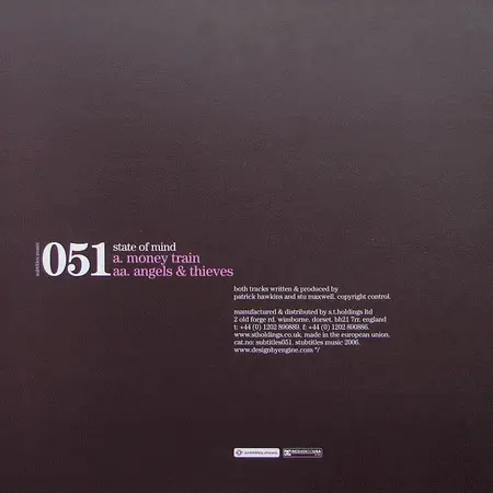 State Of Mind (8) - Money Train / Angels & Thieves, Electronic, Drum n Bass, 2006 - Subtitles, UK, Vinyl 1x 12"