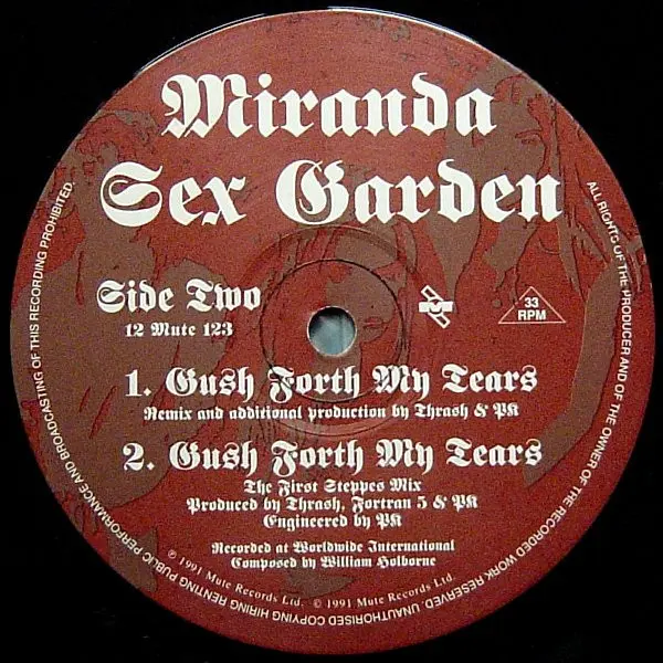 Miranda Sex Garden - Gush Forth My Tears, Electronic, Ambient, Downtempo, 1991 - Mute, UK, Vinyl 1x 12", 45 RPM, Single