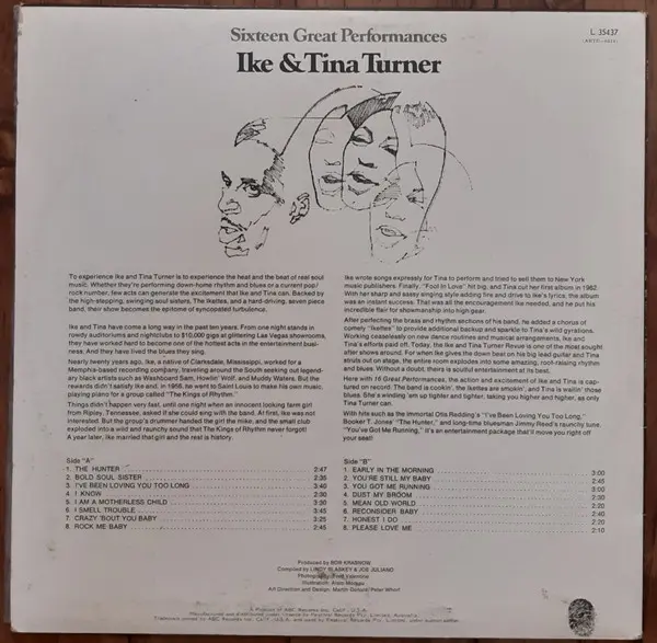 Ike & Tina Turner - Sixteen Great Performances, Funk / Soul, Funk, Soul, 1975 - Blue Thumb Records, Australia, Vinyl 1x LP, C