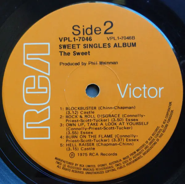 Sweet, The - Sweet Singles Album, Rock, Glam, Hard Rock, 1975 - RCA Victor, Australia, Vinyl 1x LP, Compilation