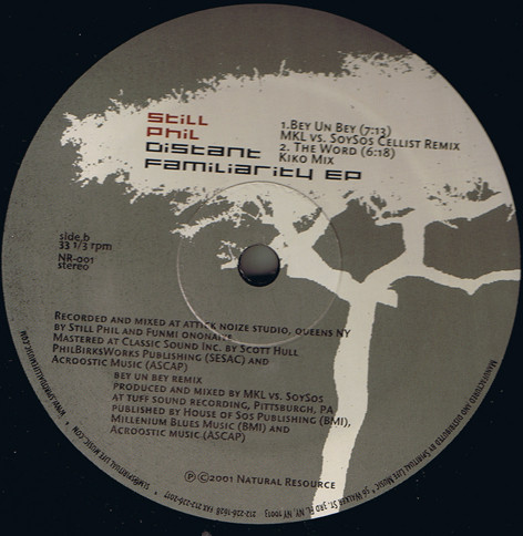 Still Phil - Distant Familiarity EP, Electronic, Abstract, Deep House, 2001 - Natural Resource, US, Vinyl 1x 12", 33 ⅓ RPM