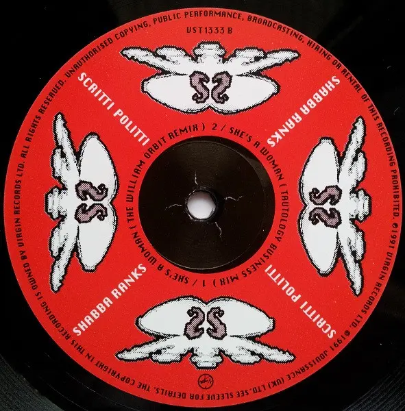 Scritti Politti + Shabba Ranks - She's A Woman, Electronic, Pop, Leftfield, Ragga, Synth-pop, 1991 - Virgin, UK, Vinyl 1x 12"