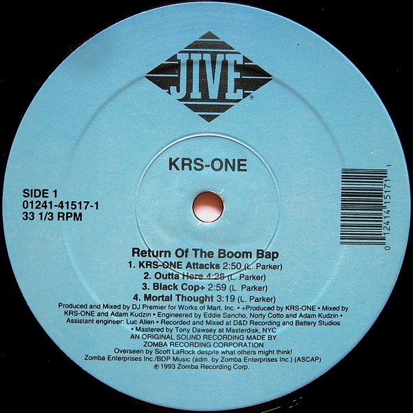 KRS-ONE - Return Of The Boom Bap, Hip Hop, Conscious, 1993 - Jive, US, Vinyl 2x LP, Album