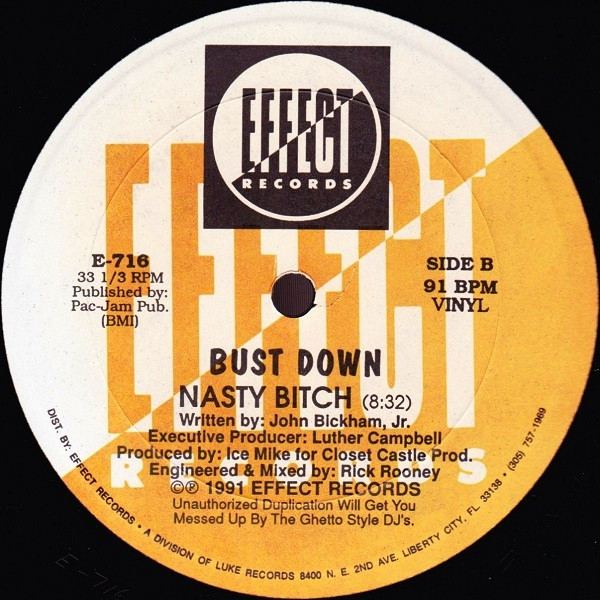 Bustdown - Putcha Ballys On, Hip Hop, 1991 - Effect Records, US, Vinyl 1x 12", 33 ⅓ RPM, Single