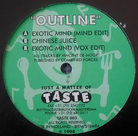 Outline (2) - Exotic Mind, Electronic, Progressive House, Trance, 1994 - Taste Recordings, Netherlands, Vinyl 1x 12", 33 ⅓ RP