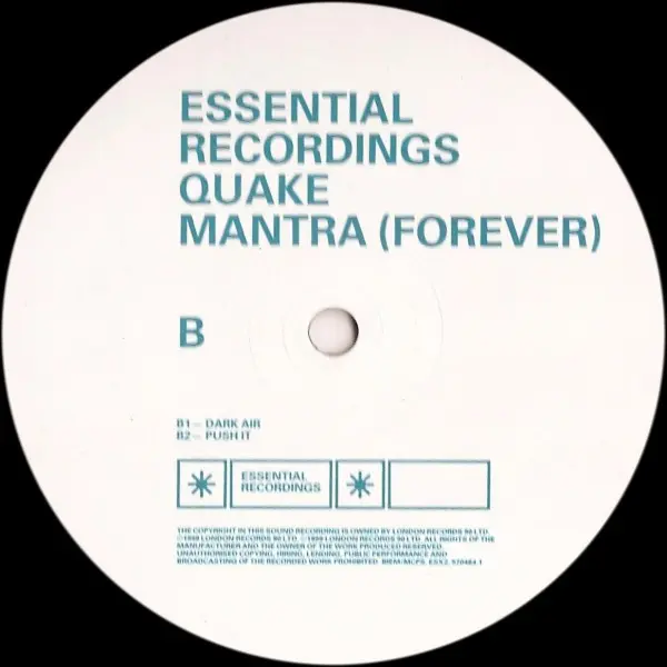 Quake - Mantra (Forever), Electronic, Hard Trance, House, Progressive Trance, 1999 - Essential Recordings, UK, Vinyl 1x 12"