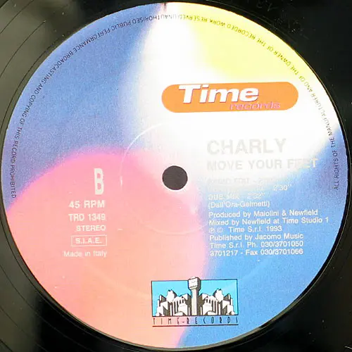 Charly (2) - Move Your Feet, Electronic, Eurobeat, 1993 - Time Records, Italy, Vinyl 1x 12", 45 RPM
