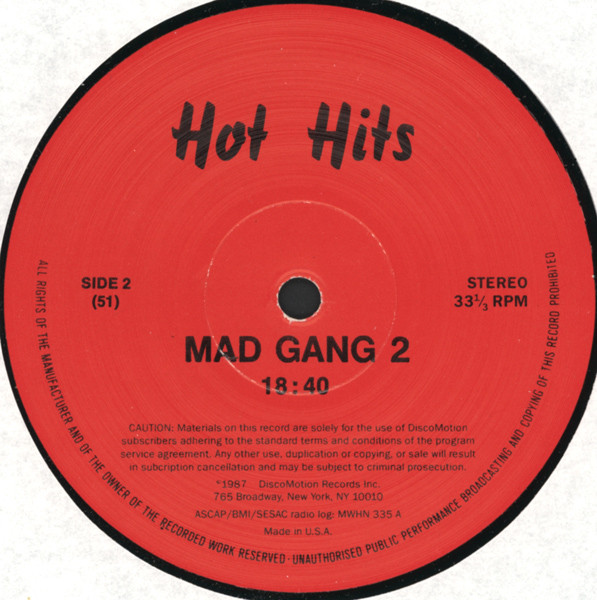 Madonna / Various - Hot Hits - Mad Gang - 1987 - Cut-up/DJ, Disco, Freestyle, Synth-pop - DiscoMotion Records Inc. - Vinyl 1x