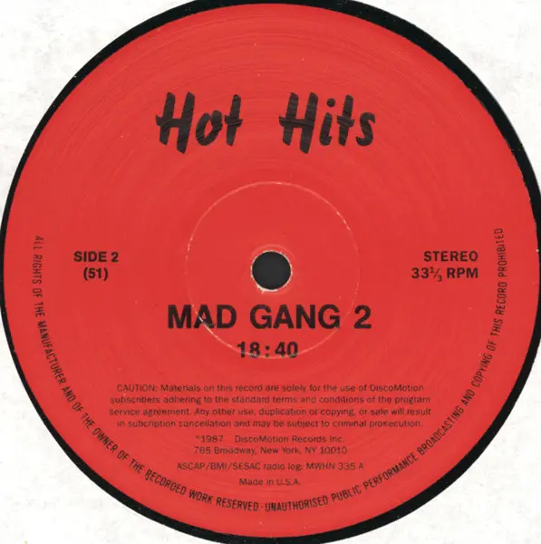 Madonna / Various - Hot Hits - Mad Gang - 1987 - Cut-up/DJ, Disco, Freestyle, Synth-pop - DiscoMotion Records Inc. - Vinyl 1x