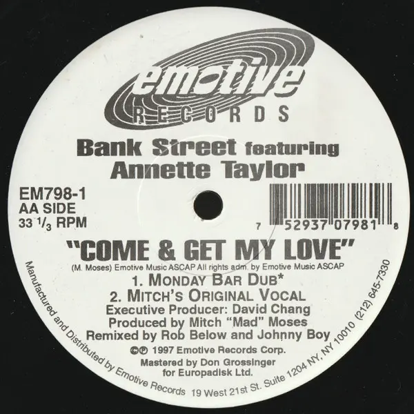 Album cover for Come & Get My Love by Bank Street Featuring Annette Taylor