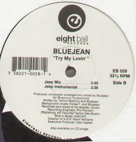 Bluejean - Try My Lovin', Electronic, Funk / Soul, Downtempo, Soul, 1993 - Eightball Records, US, Vinyl 1x 12", 33 ⅓ RPM
