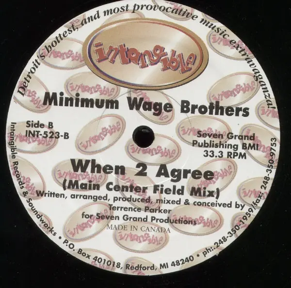 Minimum Wage Brothers - When 2 Agree, Electronic, Deep House, House, 1997 - Intangible Records & Soundworks, US, Vinyl 1x 12"