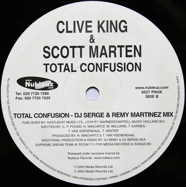 Clive King & Scott Marten - Total Confusion, Electronic, Hardstyle, 2003 - Nukleuz, UK, Vinyl 1x 12", 45 RPM