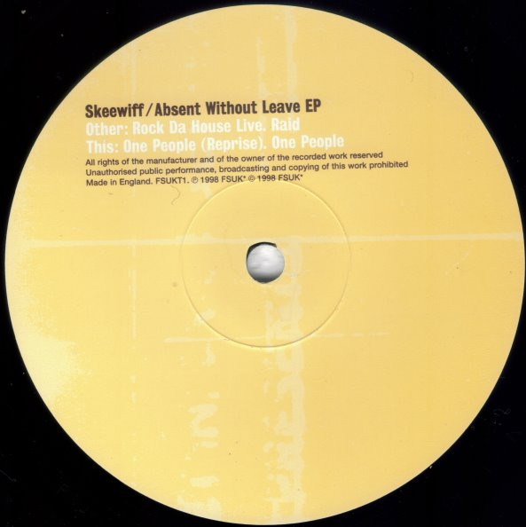 Skeewiff - Absent Without Leave EP - 1998 - Big Beat, Breakbeat - FSUK - Vinyl 1x 12", EP